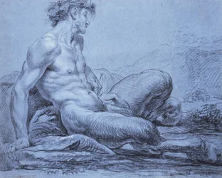 En sittande faun